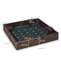 Outsunny Kids Outdoor Sandbox w/ Canopy Bottom Fabric Liner for 3-12 years old Brown(m-6)