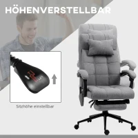 Vinsetto Ergonomische Bureaustoel met Massagefunctie, 66x76x112-120cm, Grijs(m-5)