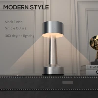 2 Pack Cordless Table Lamp, Touch LED Desk Lamp with Rechargeable Battery, 3 Colour, for Bedroom Living Room, Silver(m-6)