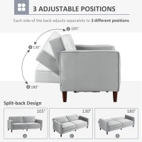 HOMCOM Modern Convertible Sofa Futon Velvet-Touch Tufted Couch Compact Loveseat with Adjustable Split Back, Light Grey(m-5)