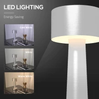 2 Pack Cordless Table Lamp, Touch LED Desk Lamp with Rechargeable Battery, 3 Colour, for Bedroom Living Room, Silver(m-5)