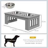 PawHut Raised Dog Feeding Bowls with Stand, Stainless Steel for  Extra Small and Small Dog, 44L x 24W x 15H cm - Grey(m-3)