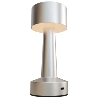 HOMCOM Cordless Table Lamp, Touch LED Desk Lamp with Rechargeable Battery, 3 Colour, for Bedroom Living Room, Silver(m-1)