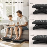 HOMCOM Footrest Adjustable Height & Angle Tilting Platform Home Office Foot Rest Black(m-4)
