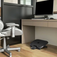 HOMCOM Footrest Adjustable Height & Angle Tilting Platform Home Office Foot Rest Black(m-9)