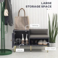 HOMCOM Entryway Furniture Set for 19 Pairs of Shoes, Hallway Shoe Cabinet with Adjustable Shelves, Shoe Storage Bench with Steel Legs, Grey(m-6)