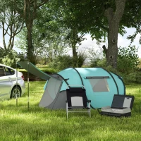 Outsunny Cort Camping 4 Persoane, Cort Automat Pop-up Iglu, 286x209x122 cm, Albastru deschis(m-9)