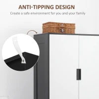 HOMCOM Bedroom Furniture Set, Wardrobe with Hanging Rod, 4 Drawer Chest of Drawers, 2 Bedside Tables with Storage, White and Black(m-6)