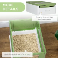 PawHut Hooded Cat Litter Box, Portable Pet Toilet, with Scoop, Front Entry - Light Green(m-7)