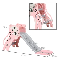AIYAPLAY 3 in 1 Baby Slide for Indoor Use with Climber, Basketball Hoop, Basketball, for Ages 18-36 Months - Pink(m-3)