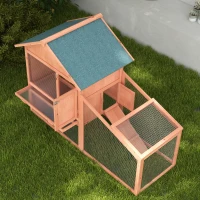 PawHut 2 Tier Rabbit Hutch Outdoor, Guinea Pig Hutch, Solid Wood Bunny House, Water Resistant Asphalt Roof Ramp Sliding tray 144 x 64.5 x 100 cm(m-9)