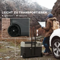 Outsunny Autokoelkast, Koelbox, mobiel, 56L -20℃ tot 20℃, 69x43x54cm, Zwart/Grijs(m-6)