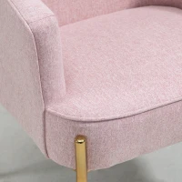 HOMCOM Accent Chair, Living Room Armchair, Vanity Chair with Gold Plating Metal Legs and Soft Padded Seat for Bedroom and Café, Set of 2, Pink(m-9)