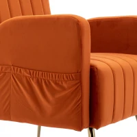 Relaxsessel mit Bezug in Samtoptik, elegantes und modernes Design für Wohnzimmer und Aufenthaltsraum, ideal als Ruhesessel oder Lounge Möbel, Orange(m-9)
