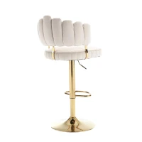 Set aus 2 höhenverstellbaren, drehbaren Barhockern mit Lehne und Fußstütze, Elfenbeinweiß(m-11)