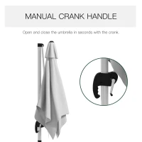 Outsunny 3 x 3(m) Cantilever Roma Parasol with Aluminum Frame, Crank and Tilt, Square Overhanging Patio Umbrella with 360° Rotation, 250g Sun Shade Canopy with Cross Base, White(m-7)