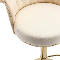 Set aus 2 drehbaren und höhenverstellbaren Barhockern mit Lehne und Fußstütze für Küche und Esszimmer, Beige(m-10)