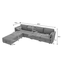 U-förmiges modulares Sofa mit Stauraum, durch zufälliges Verbinden als Doppelbettsofa nutzbar, extra breit für das Wohnzimmer, Beige(m-3)