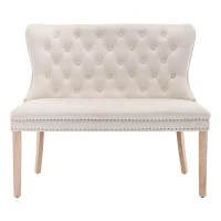 Sedia da pranzo con motivo pulsante, Sedia imbottita soggiorno, panca moderna per il tempo libero, sedia doppia, Beige(m-1)