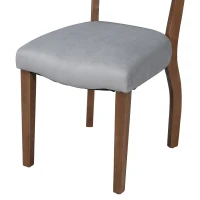 Set di 6 Sedie Imbottite in tessuto effetto velluto per Sala da Pranzo con Gambe in Legno, Grigio(m-7)