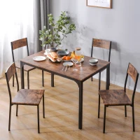 Juego de Comedor Vintage con Mesa y 4 Sillas para Comedor y Sala de Estar Diseño Ahorra Espacio 108x65x75 cm Marrón Rústico(m-1)