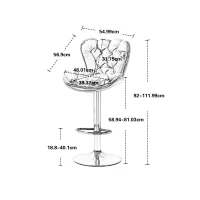 Set aus 2 drehbaren, höhenverstellbaren Barhockern mit Lehne und Fußstütze für Küche und Esszimmer, Grau(m-3)
