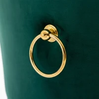 Set aus 2 höhenverstellbaren Barhockern mit Lehne und 360°-Drehung, mit Bezug in Samtoptik mit Holzfüßen für Zuhause, Küche und Restaurants, Smaragd(m-6)