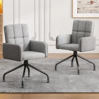Juego de 2 Sillas de Comedor de Madera y Tela Efecto Terciopelo con Reposabrazos Removibles Diseño Ergonómico y Moderno Gris(m-2)