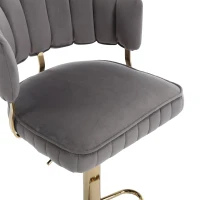 Set aus 2 höhenverstellbaren Barhockern mit Lehne und Fußstütze, drehbar, Grau(m-10)