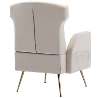 Relaxsessel mit Bezug in Samtoptik, elegantes und modernes Design für Wohnzimmer und Aufenthaltsraum mit Liegefunktion und abnehmbaren Kissen, Beige(m-10)