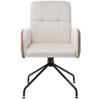 Juego de 2 Sillas de Comedor de Tela Efecto Terciopelo Acolchadas con Estructura de Madera Maciza Beige(m-8)