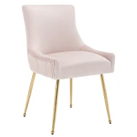 Set de 2 Sillas Modernas en Tela Efecto Terciopelo con Rayas Verticales y Asiento Acolchado Rosa(m-10)