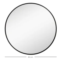 HOMCOM Lustro Łazienkowe, Nowoczesny Design, Rama z Aluminium, 60x60x3 cm, Czarne(m-3)