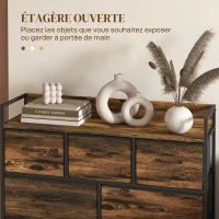 HOMCOM Commode 7 tiroirs meuble de rangement tiroir en tissu pliant - structure acier noir - 98 x 29 x 85 cm(m-5)