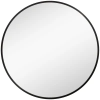 HOMCOM Lustro Łazienkowe, Nowoczesny Design, Rama z Aluminium, 60x60x3 cm, Czarne(m-1)