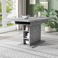 Tavolo Allungabile da Pranzo in Stile Moderno con Ripiani, Design Multifunzionale in Laminato e Metallo, Grigio(m-4)