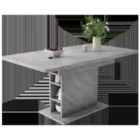 Mesa de Comedor Extensible de Estilo Moderno con Estantes Diseño Multifuncional en Laminado y Metal Gris(m-5)