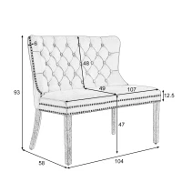 Sedia da pranzo con motivo pulsante, Sedia imbottita soggiorno, panca moderna per il tempo libero, sedia doppia, Beige(m-3)