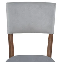 Set di 6 Sedie Imbottite in tessuto effetto velluto per Sala da Pranzo con Gambe in Legno, Grigio(m-6)