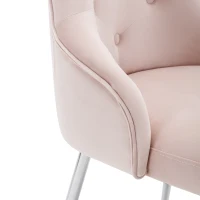 Set de 2 Sillas de Comedor Modernas en Tela Efecto Terciopelo con Cojín Lumbar Asiento Acolchado y Diseño de Botones Rosa(m-6)