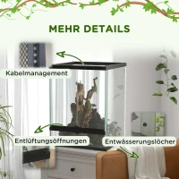 PawHut Afsluitbaar Terrarium, Glazen Behuizing, Kabelbeheer, 45x45x60cm, Zwart(m-8)