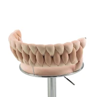 Set aus 2 höhenverstellbaren Barhockern mit Lehne und Fußstütze im Art-Déco-Stil, 360° drehbar, Rosa(m-7)