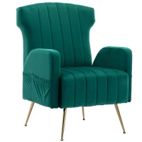 Relaxsessel mit Bezug in Samtoptik, elegantes und modernes Design für Wohnzimmer und Aufenthaltsraum mit Liegefunktion und abnehmbaren Kissen, Smaragd(m-12)