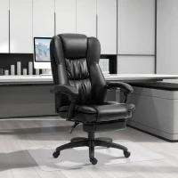 Vinsetto Conjunto para Escritório Inclui 1 Cadeira com 6 Pontos de Massagem 68,5x68,5x113-121 cm e 1 Tapete Protetor Preto e Transparente(m-2)