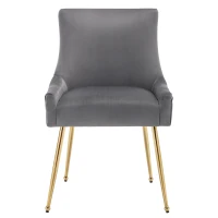 Set de 2 Sillas Modernas en Tela Efecto Terciopelo con Rayas Verticales y Asiento Acolchado Gris Oscuro(m-9)