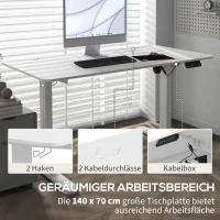 Vinsetto Stehpult höhenverstellbarer Computertisch Schreibtisch, 140 cm x 70 cm x 116 cm, Weiß(m-7)