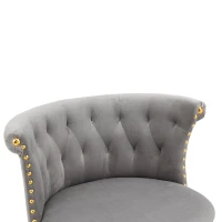 Set aus 2 höhenverstellbaren Barhockern mit Lehne mit Bezug in Samtoptik und Nieten, Holzbeinen für Küche und Esszimmer, weicher Sitz, Grau(m-6)