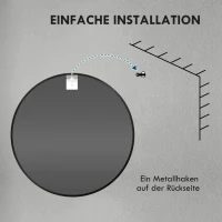 HOMCOM Lustro Łazienkowe, Nowoczesny Design, Rama z Aluminium, 60x60x3 cm, Czarne(m-6)