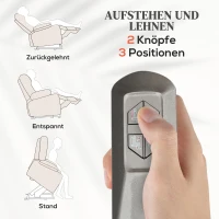 HOMCOM Relaxstoel met Opstaanhulp incl. Afstandsbediening Voetensteun Staal Lichtgrijs(m-5)