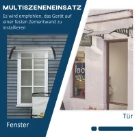 Outsunny Afdak voor Voordeur/Venster, Weerbestendig, Transparant, Aluminium/Polycarbonaat, 103x96,5x27cm, Zwart(m-6)